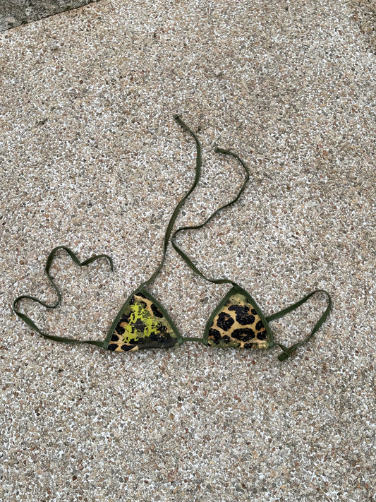 Green animal print Top