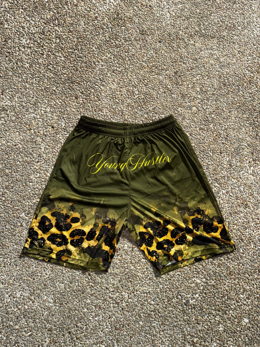 Green animal print short